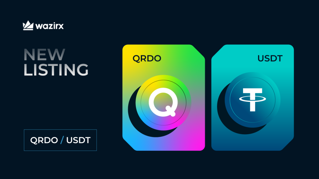 QRDO/USDT trading on WazirX